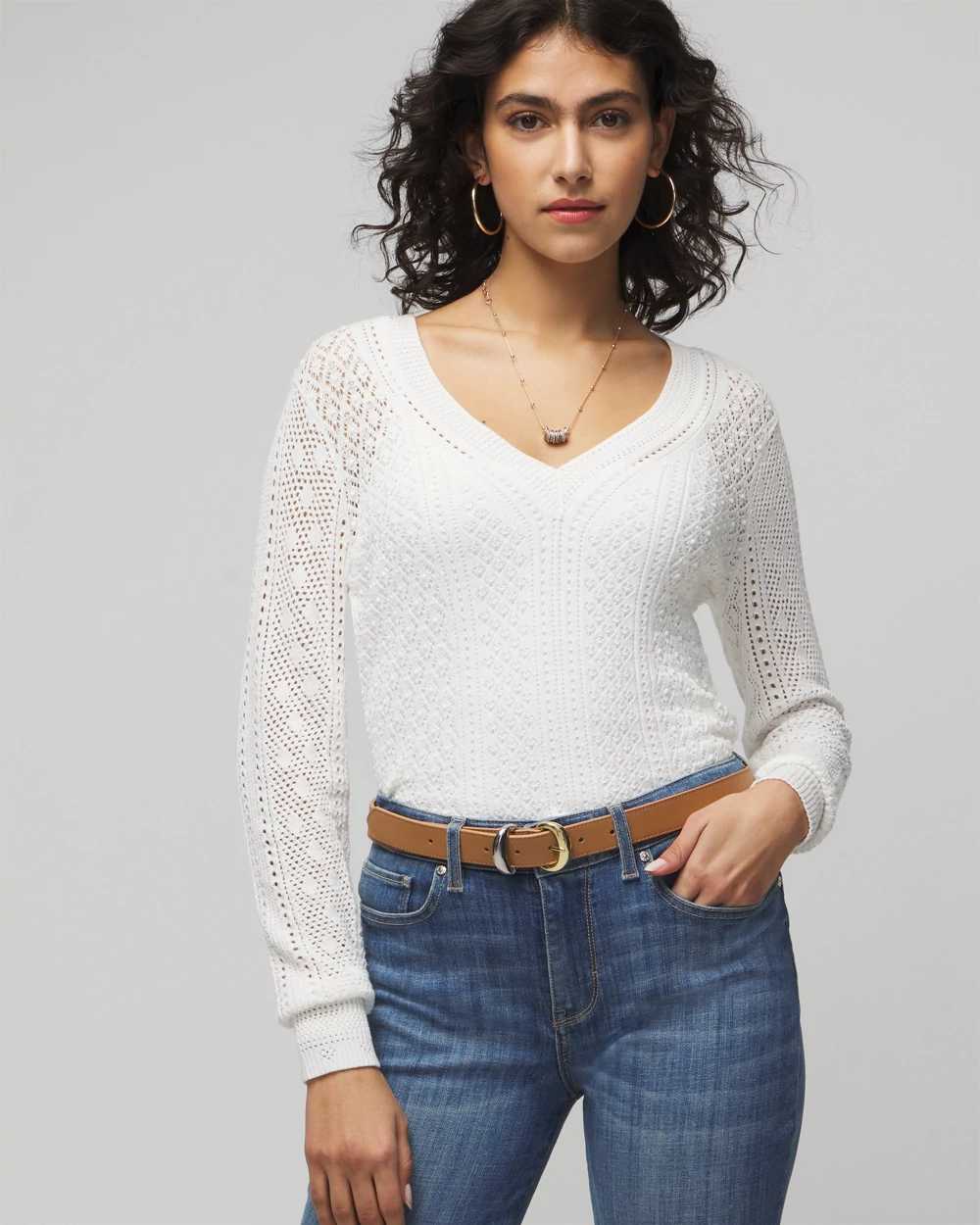 Lety & me niki pointelle 3q sleeve 2025 pullover